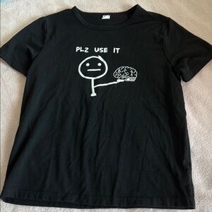 Black Graphic T-Shirt with Brain Design